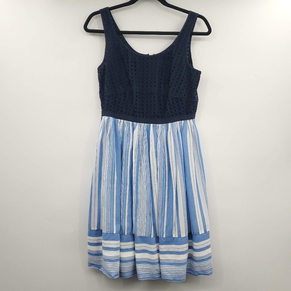 Ann Taylor Loft Eyelet Striped Sleeveless Dress